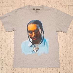 Pop Smoke Grey Full Face Graphic Crewmeck T-Shirt